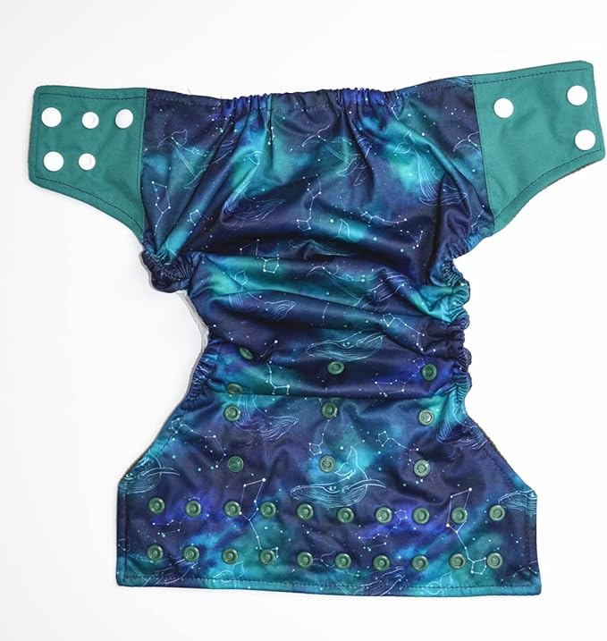 3 AIll in One Cloth Diapers Nappies for Night AIO Sewn in Insert Reusable Washable (Whales Foxes)