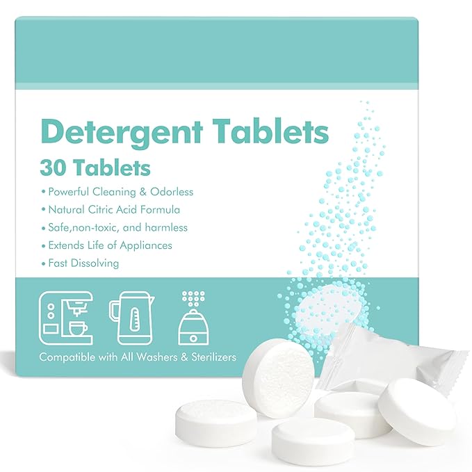 Descaling Tablets for Baby Bottle Warmer & Cleaner,30 Count-Removes Milk Residue & Limescale Buildup from Bottle Washers,Warmers & Other Appliances,Compatible with Major Brands