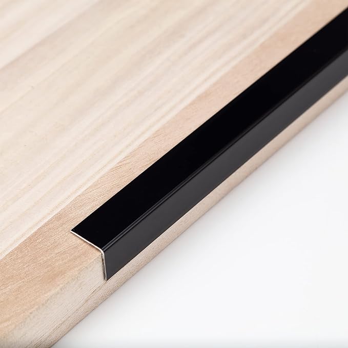Trimold Matte Black Aluminum Peel and Stick L Molding Corner Guards with 90° Angle for Wall Door Frame Cabinet Baseboard Protection and Decoration, 35.4in x 0.8in (3Pcs)