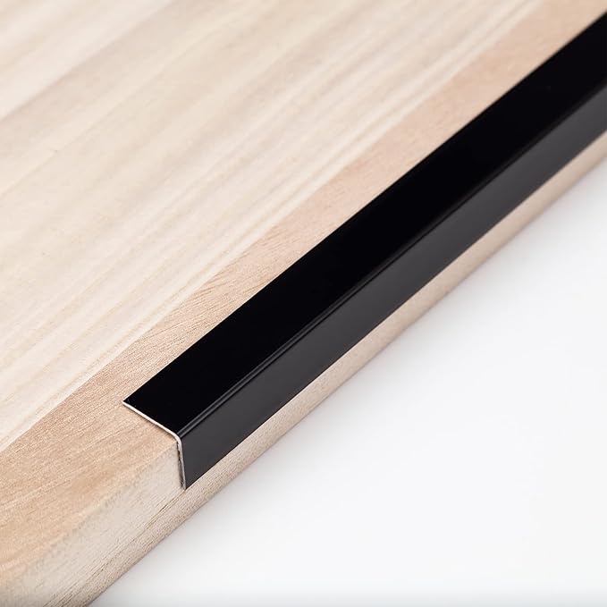 Trimold Matte Black Aluminum Peel and Stick L Molding Corner Guards with 90° Angle for Wall Door Frame Cabinet Baseboard Protection and Decoration, 51.2in x 0.8in (3Pcs)