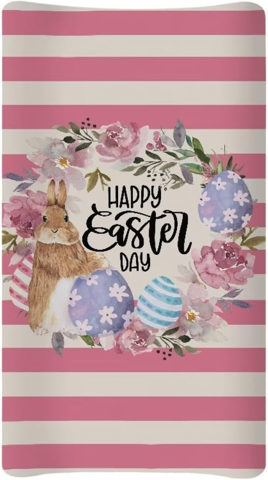 Rabbit Egg Easter Changing Pad Cover Waterproof Stretchy Baby Changing Table Cover Durable Comfy Cozy Universal Tray Table Mat