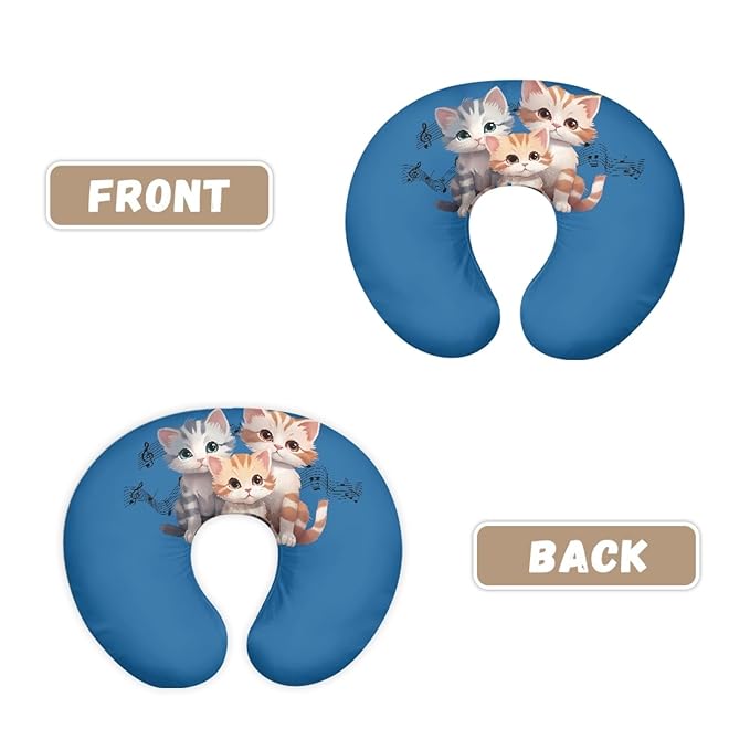 Forchrinse Cute Cat Music Note Nursing Pillow Cover for Baby Girls Breastfeeding Pillow Case Nursing Pillow Slipcover Easy to Care