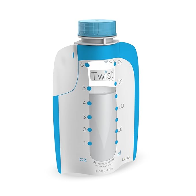 Kiinde Twist Pouch Direct-Pump Direct-Feed Twist Cap Breast Milk Storage Bags for Pumping, Freezing & Twist Squeeze Natural Baby Breast Milk Feeding Bottle with Nipples and Case (2 Pack)