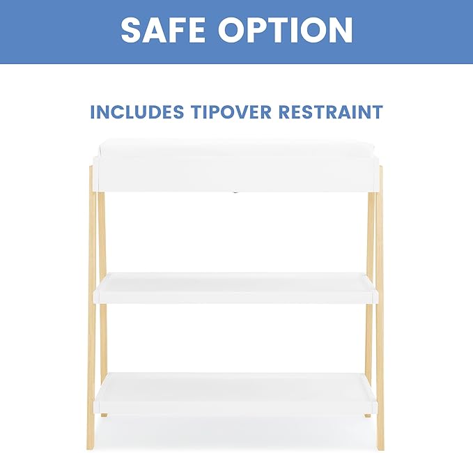 Delta Children Scout Changing Table - Greenguard Gold Certified, Bianca White/Natural