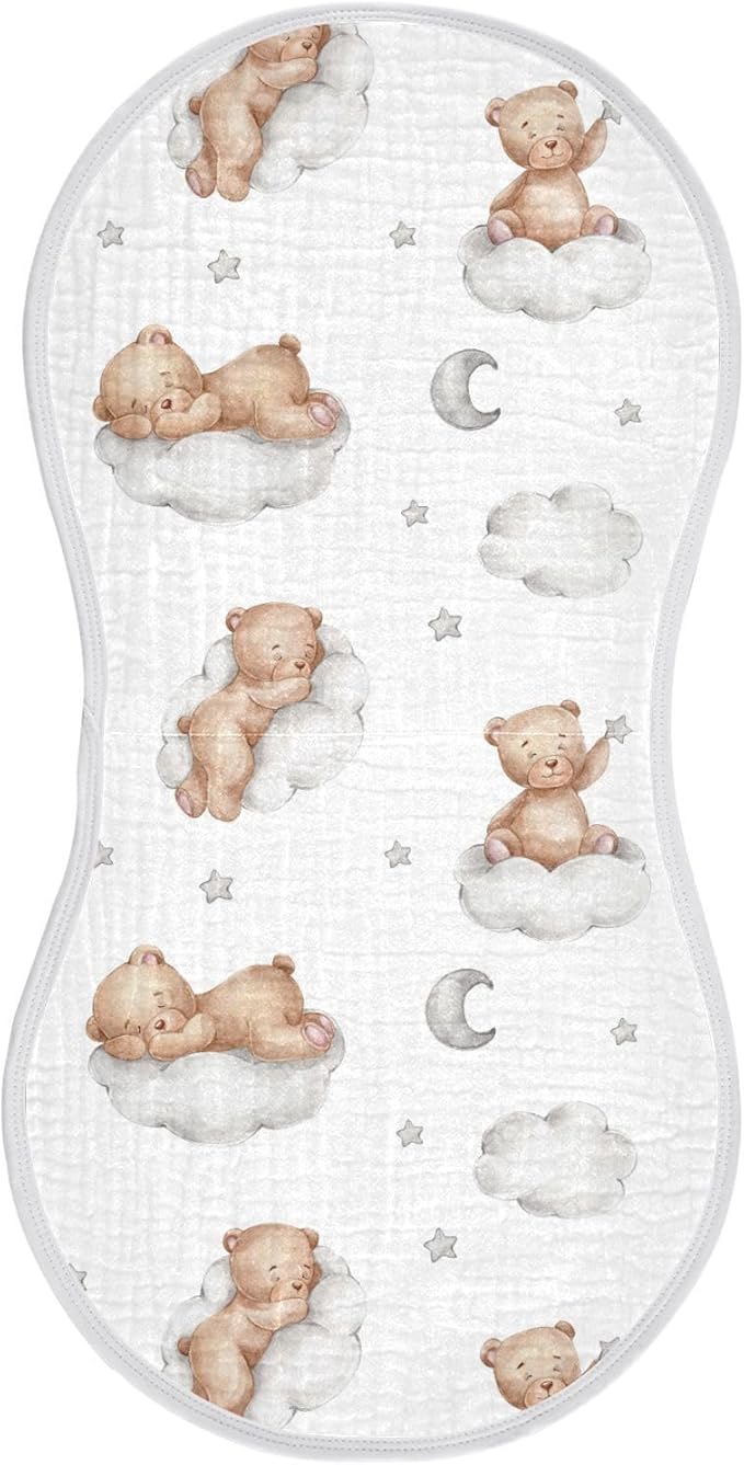 vvfelixl Burp Cloths Bears Clouds for Baby Boy Girls Neutral Burp Rags Absorbent & Soft 22 * 11IN