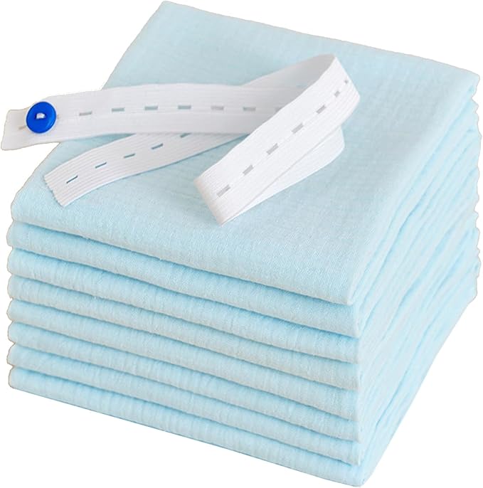8X Cotton Gauze Baby Diapers Ultra-Thin Breathable Baby Nappy Washable Reusable Soft Baby Towels 43x45cm White/Blue/Pink Cloth Diapers with Snaps