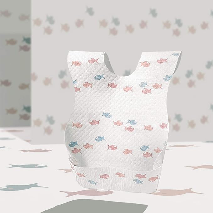 Baby and Infant Disposable Travel Bibs - Soft, Leakproof, for Toddlers Babies, Feeding, Traveling, (60PCS)