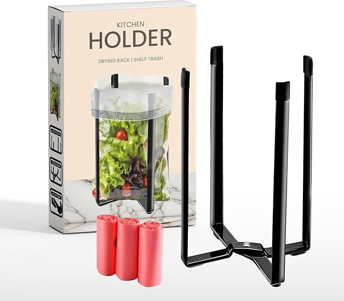 Performore Collapsible Bottle Drying Rack – Stainless Steel Kitchen Stand Holder for Bottles, Cups & Plastic Bags – Space-Saving Multi-Use 50-Pc Bag Organizer