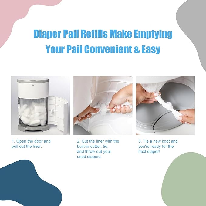 USBOO Refills Compatible with Dekor Plus Diaper Pail,8 Pack Diaper Pail Refill Liners, Reinforced Thickness Diaper Trash Bags, Holds up to 4640 Diapers,Fresh Powder Scent