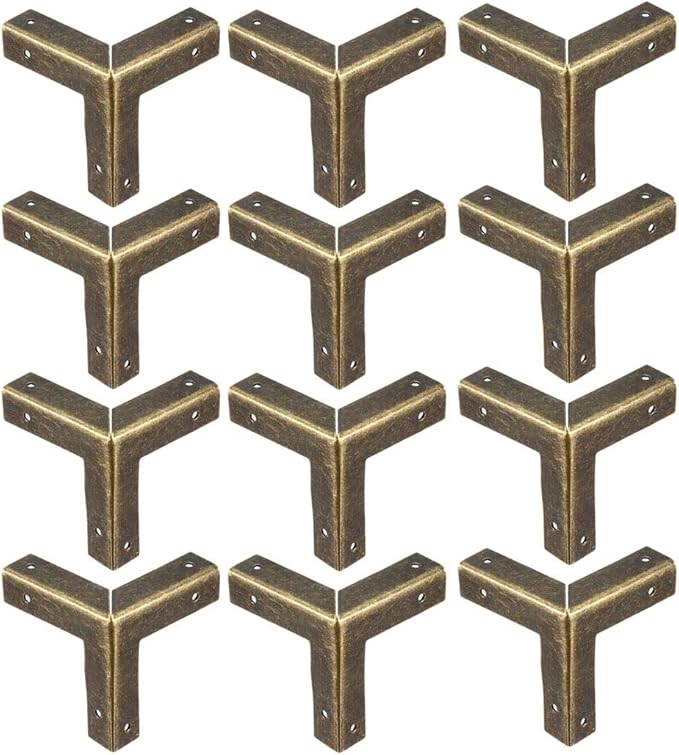 uxcell Metal Box Corner Protectors Edge Guard Protector 33x33x33mm Bronze Tone 12pcs