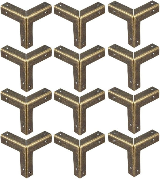 uxcell Metal Box Corner Protectors Edge Guard Protector 33x33x33mm Bronze Tone 12pcs
