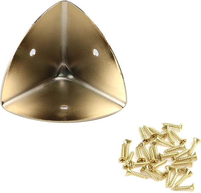 Dnyta 8 Pcs Metal Box Corner Protectors, 1.5"x1.5"x1.5" Gold Furniture Corner Guard Cabinet Decorative Corner Protectors Edge Guard
