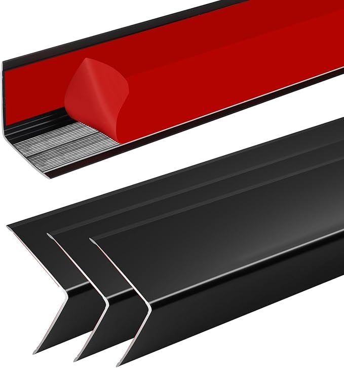 4Pcs 48" Black Metal Corner Protector, L-Molding Corner Guards for Walls, Cabinets, Baseboards, Furniture Decorative Trim, Size 48" x 1" (Pack of 4)