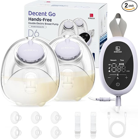Breast Pump D6, Ultra-Lightweight Hands Free Wearable Breast Pump with Upgraded Leak-Proof Double-Seal Flange, Electric Breastfeeding Pump 3 Modes | 9 Levels, 3 Fine-Tuned Rhythms, 15/17/19/21/25mm