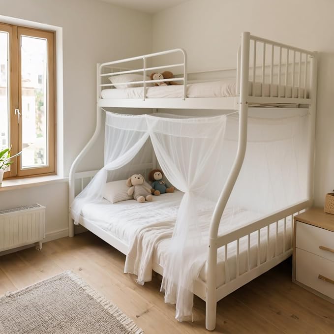 4 Corners Mosquito Net for Bed,White Mosquito Net para Mosquiteros for Bunk Beds,Dorm Twin Bed Canopy,Tight Weave Insect Netting,for Camping Home,Dormitory,Housing Bed Bug Protection(2m*1.5m)