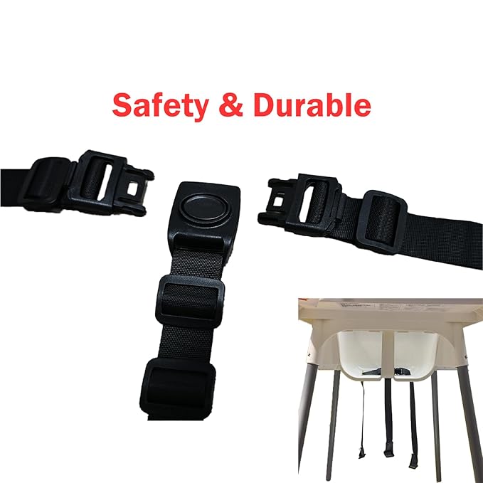 3 Point Seat Chest Harness Strap for Kids, Adjustable Baby Seat Strap, Kids High Chair Straps Replacement for High Chair (Black)