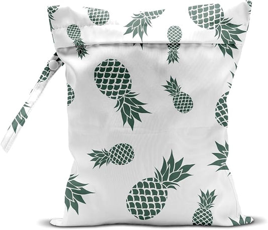 Wet Dry Bag, Wet Bag for Swimsuit, Travel, Beach, Pool, Diapers, Dirty Yoga Gym Clothes, Makeup Bag, Pineapple Summer Vacation Essentials