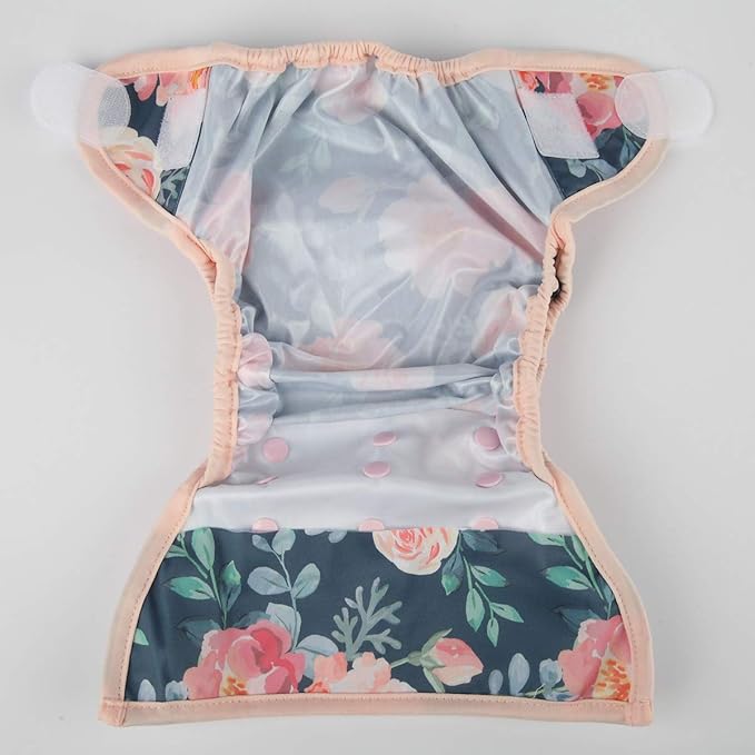 Baby Cloth Diaper Cover Nappy Hook and Loop Double Gusset for Girls (Vintage Bloom) One Size