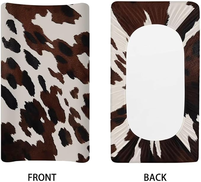 Cow Changing Table Cover Soft Stretchy Nursery Pad Change Cover Comfy Cozy Table Sheets for Boys Girls Lightweight Waterproof Sheet Crib Mat