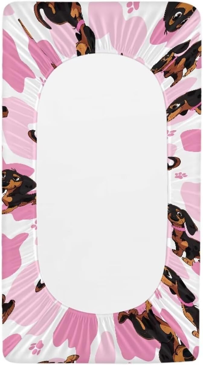Pink Heart Dog Change Pad Covers Stain Resistant Baby Diaper Change Table Covers Universal for Most Change Pad Machine Washable