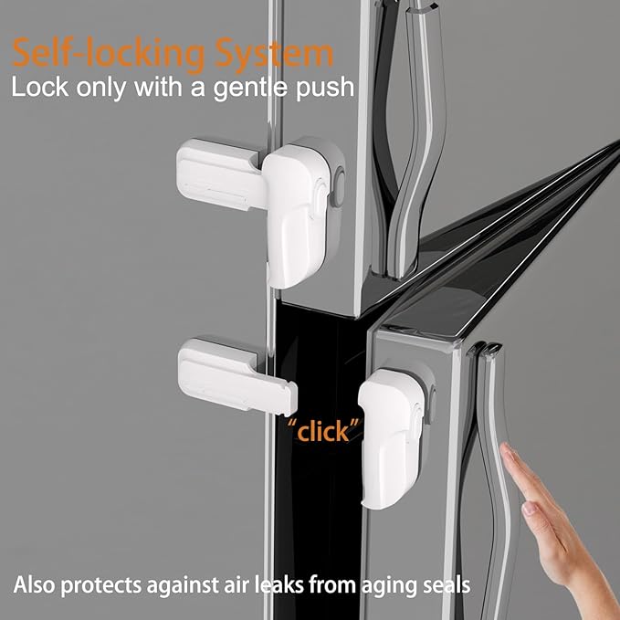 2 Pack Upgrade Child Proof Refrigerator Lock with Two Ways to Open, Home Fridge Freezer Door Lock Latch Catch to Keep Door Closed, no Tools Need or Drill (Grey)