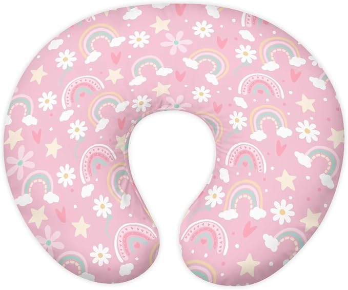 Rainbow Nursing Pillow Cover for Newborn Feeding Pillow Cover U-Shaped Breastfeeding Pillow Case Pink Pillowcase