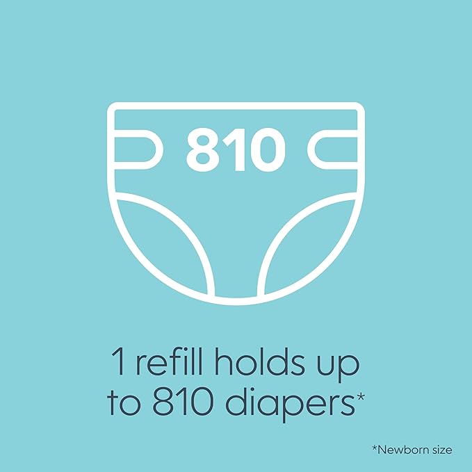 Diaper Genie Refill, Jumbo Square | Continuous Film | Holds 810 Newborn Diapers | Pack of 4