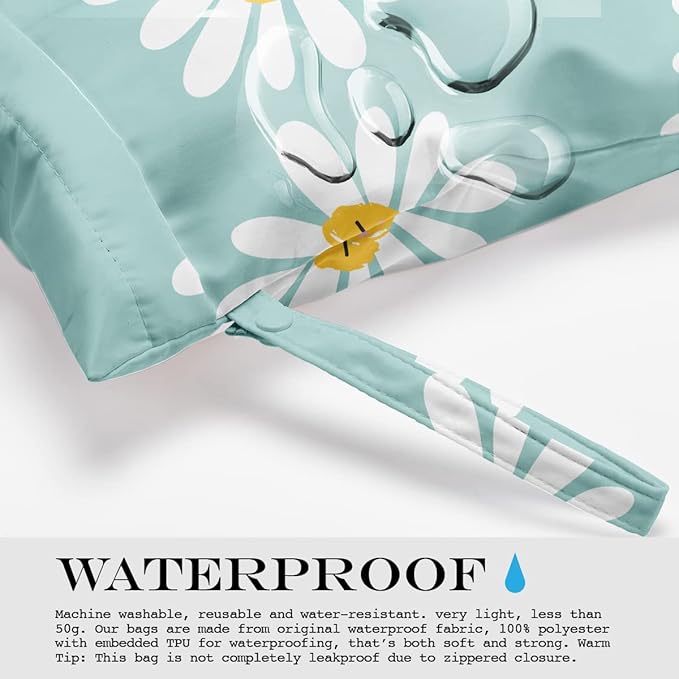 Wet Bag, Wet Dry Bag, Wet Bag for Swimsuit, Travel, Beach, Pool, Diapers, Dirty Yoga Gym Clothes, Makeup Bag, Waterproof Flower Face Hippie Decor