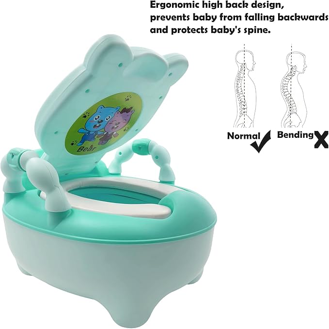 HTTMT- Bear Grean Kids Baby Potty Training Seat Toddler Portable Lovely Toilet Seat Stool Chair [P/N: ET-BABY003-GREEN]