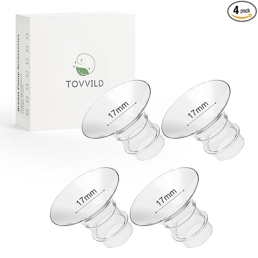 17mm Flange Inserts for 24mm Flange/Shield, Compatible with Momcozy/MOMMED/Spectra Breast Pumps, Pump Parts Replace (4PCS 17mm)