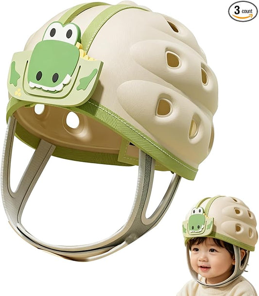 Baby Head Protection Helmet - Ultra-Light, Soft, Adjustable, Suitable for Babies 6-24 Months with Knee Pads & Non-Slip Socks Set