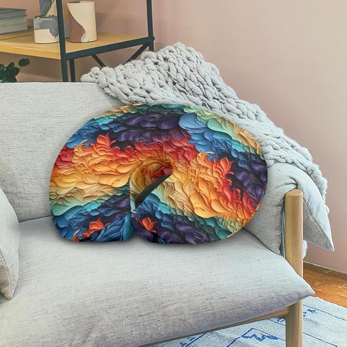 Rainbow Gradient Fluid Slipcover for Breastfeeding Pillows, Abstract Art Graffiti Nursing Essentials for Bottle and Breastfeeding Paint Pigment Splash Stretchy Cover