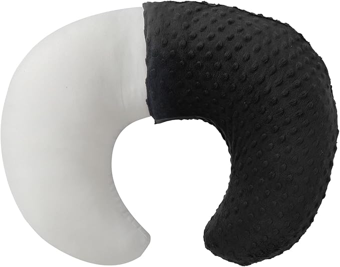 Nursing Pillow and Positioner with Cover for Breastfeeding and Bottle Feeding, Propping Baby, Tummy Time, Baby Sitting Support, Awake-Time Support (Black, 22" x 17.7" x 5.9")