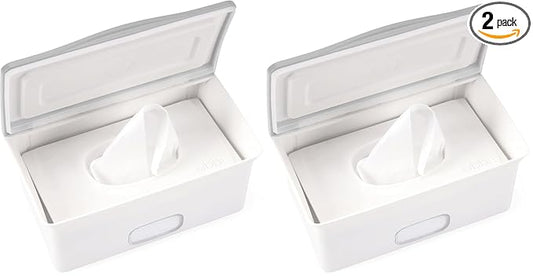 Ubbi Baby Wipes Dispenser Case, Baby Wipes Holder With Weighted Plate, Keeps Wipe's Fresh And Non-Slip Rubber Feet, Gray (Pack of 2)