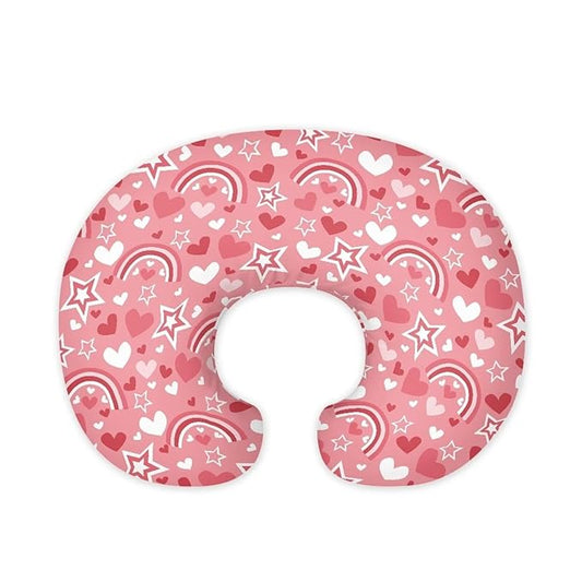 Rainbow Heart and Star Nursing Pillow Cover Stretchy Removable Nursing Covers for Breastfeeding Pillows Ultra Soft Newborn Feeding Pillow Cover Durable and Easy to Clean