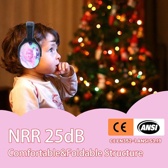 Kids Hearing Protection,25dB NRR Noise Reduction,Sound Proof for Kids,Toddler,Safety Earmuffs for Concert,Airplane,Autism,Monster Jam,Travel,School -Black Coral