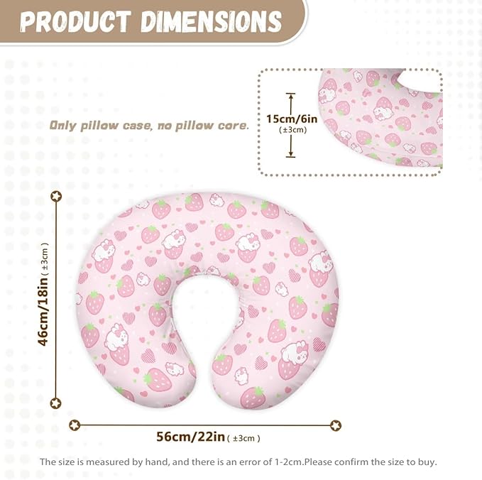 Strawberry Bunny Nursing Pillow Cover Nursing Pillows for Breastfeeding Fits The Original Support for Breastfeeding Nipple Shields for Breastfeeding Newborn