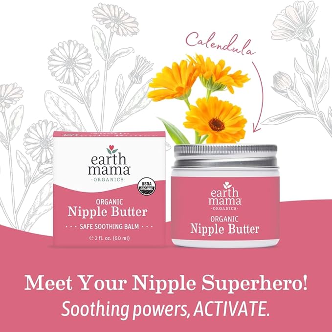 Earth Mama Organic Nipple Butter™ | Nipple Cream Safe for Breastfeeding | Postpartum Essentials for Nursing | Non Lanolin Nipple Cream, 2 fl oz (2-Pk) (Pack of 2)