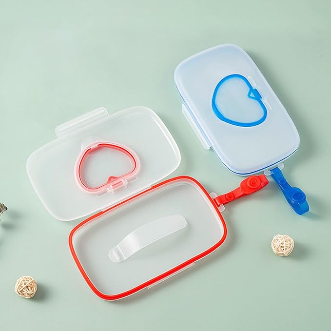 Wipes Dispenser Portable Wipes Container, Travel Wipes Case, Reusable Wipe Holder for Diaper Bag, Refillable Wipes Pouch for Outdoor Cars, Blue
