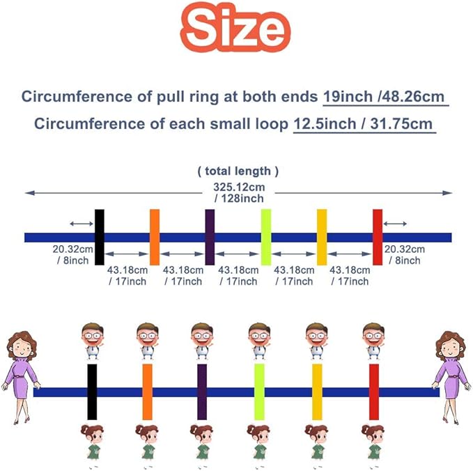 Walking Rope for Preschool Line Up Rope with Rings for Kids Toddlers to Walk Together Safety Daycare Leash Straps with Handles Teachers School Belt Colorful Line Holder (12 Children & 2 Adults)