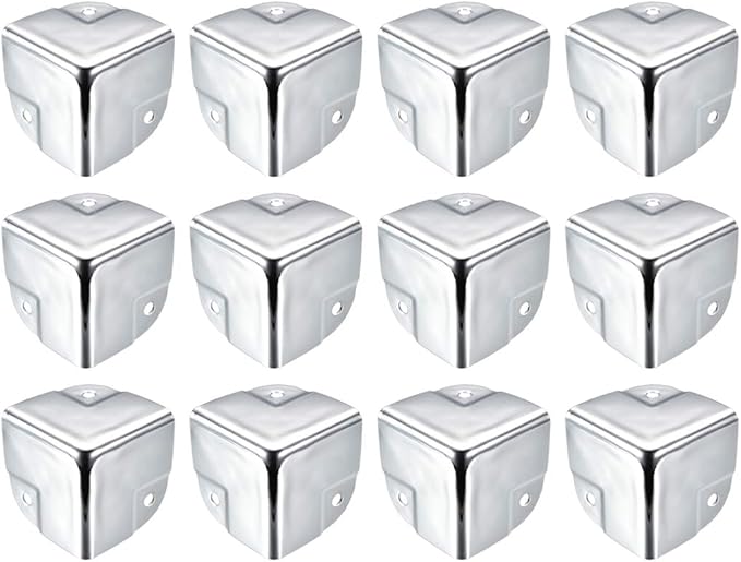 uxcell Metal Box Corner Protectors Box Edge Guard Protector 40 X 40 X 40mm Silver Tone 12pcs for Table Corners and Desk Corners