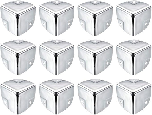 uxcell Metal Box Corner Protectors Box Edge Guard Protector 40 X 40 X 40mm Silver Tone 12pcs for Table Corners and Desk Corners