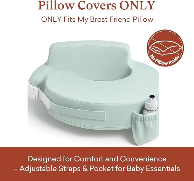 Nursing Pillow Cover 2-Pack, Fits Wrap-Around U-Shaped Nursing Support Pillows (22 x 16 x 5 in), Soft & Breathable, Easy On/Off – Covers Only