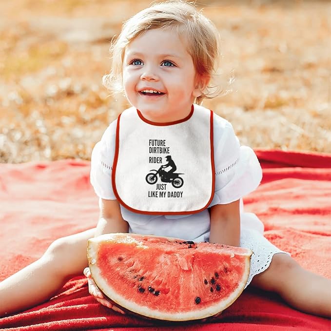 Toddler & Baby Bibs Burp Cloths Dad Future Dirt Bike Rider Just Like My Daddy Riding Sport Cotton Baby Items for Baby Girl & Boy White Blue Design Only