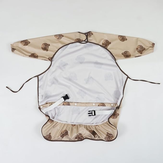 2-Pack Long Sleeve Baby Bib,Coverall Baby Bibs for Eating,Waterproof,Attaches to Highchair&Table,Ages 1 to 3 Years