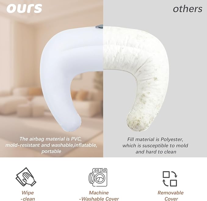 KAKIBLIN Nursing Pillow, Inflatable Breastfeeding Pillows, Hands-Free Feeding Pillow for Back Pain Relief with Waist Strap, Travel Nursing Pillow, Breastfeeding Bottle Support for Baby Girl Boy