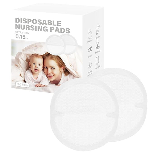 Disposable Breast Pads Nursing, Super Soft & Ultra Absorbent Breastfeeding Pads - Leak-Proof, Ultra Thin Stay-Dry Nursing Pads for Milk Leakage Protection - 200 Count (White)