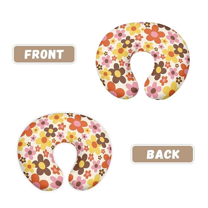 Cute Flowers Pillow Cover for Infant Snug Stretchy Nursing Pillow Case for Bottle Feeding, Breathable Easy to Clean (22"x18"x6")