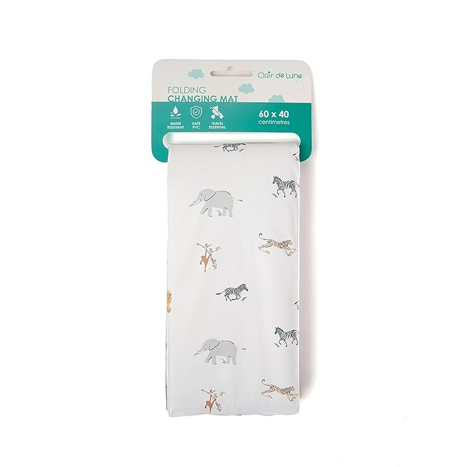 Clair de Lune Jungle Dream Foldable Changing Mat, Easy Clean Soft Water Resistant Travel Pad 60 x 34 cm