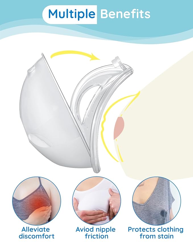 Lilian&Gema Milk Collector Catcher for Breastmilk - 2 Pcs Silicone Breast Pad Nursing Cup Milk Saver for Nursing Moms, Protect Sore Nipples, Extra-Soft and Reusable for Breastfeeding White
